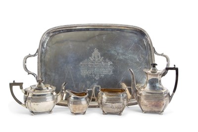 Lot 298 - Victorian silver five piece presentation tea...