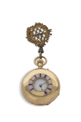 Lot 319 - An 18ct gold half Hunter pocket watch with pin...