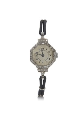 Lot 328 - An Art Deco precious metal ladies wristwatch...