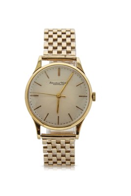 Lot 330 - An 18ct gold IWC gents wristwatch on a yellow...
