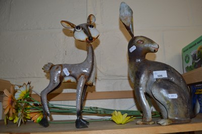 Lot 506 - Two large metal animal figures and some...