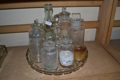 Lot 510 - Quantity of various small glass bottles and tray