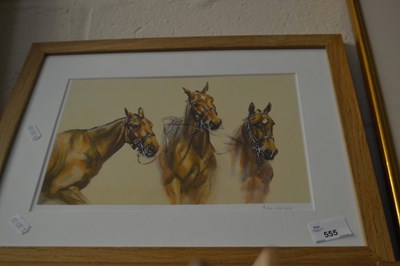 Lot 555 - Framed limited edition print of horses after...