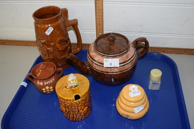 Lot 2 - Mixed Lot: Two honey jars, teapot and other...