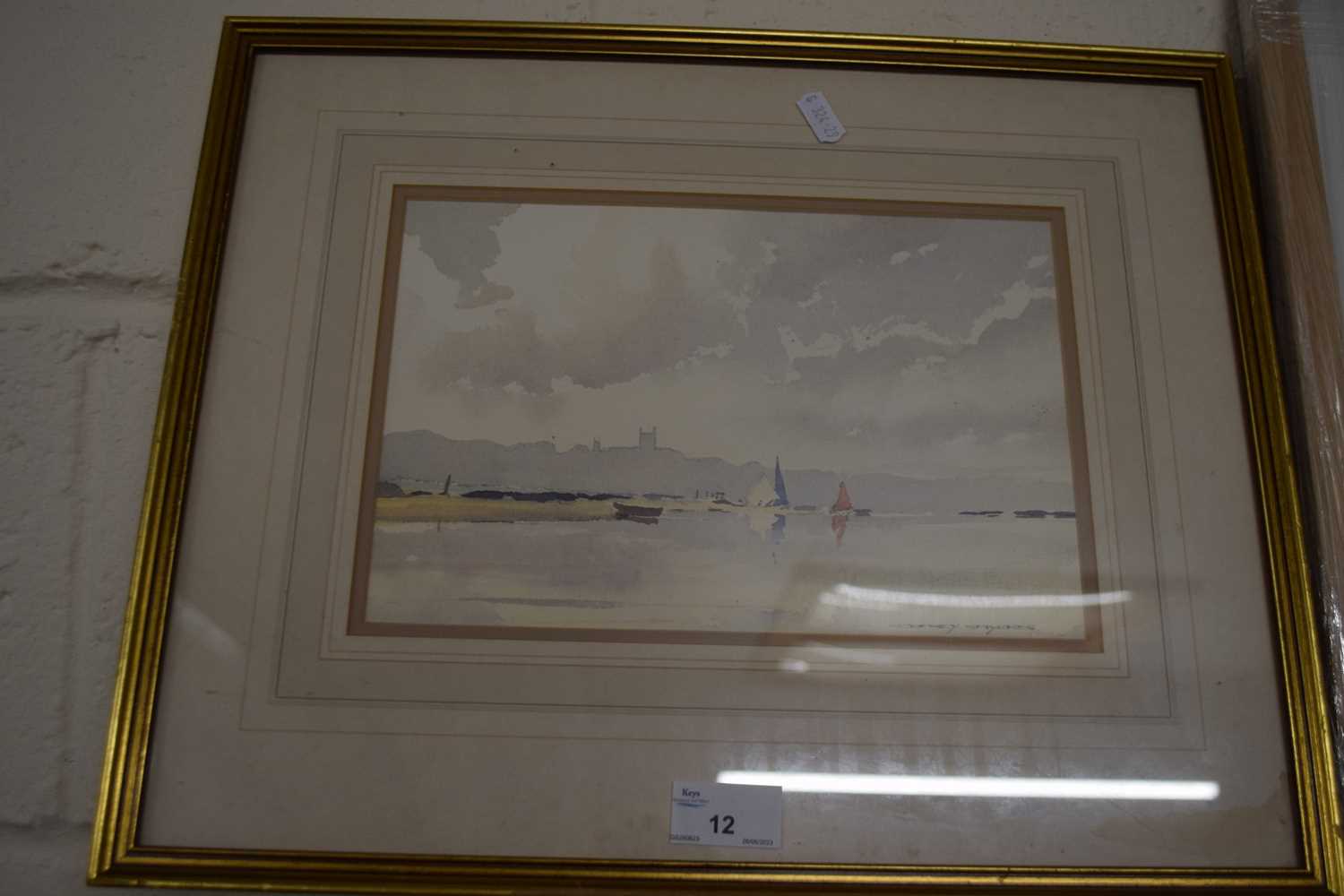 Lot 12 - Sailing boats on a river by Godfrey Sayers,...