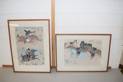 Lot 15 - Two Eastern style prints of horses and riders