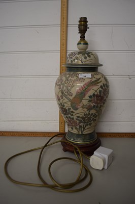 Lot 38 - Chinoiserie style standard lamp in pink and...