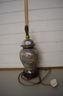 Lot 40 - Chinoiserie style lamp in greens decorated...