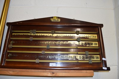 Lot 43 - Wall mounted snooker scoreboard, 70cm wide