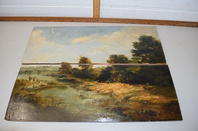 Lot 57 - River landscape, oil on board, unsigned, (a/f)