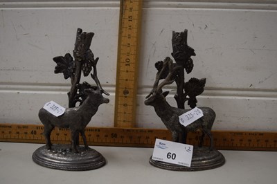 Lot 60 - A pair of white metal stags