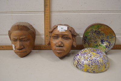 Lot 62 - A pair of African style carved wooden heads...