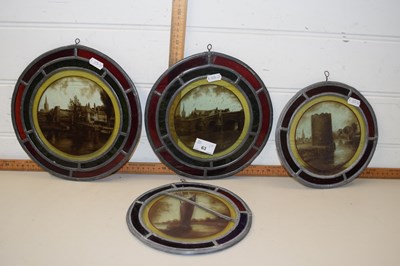 Lot 63 - Four circular stained glass panels