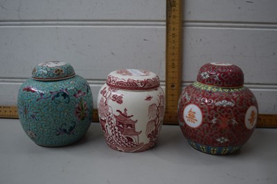 Lot 74 - Three Chinese ginger jars and covers