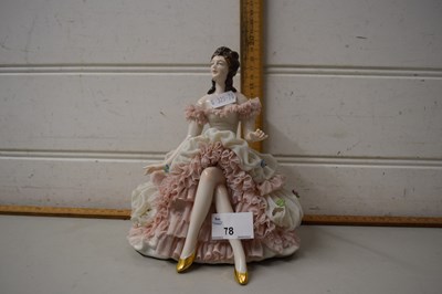 Lot 78 - Dresden figure of a seated lady in pink