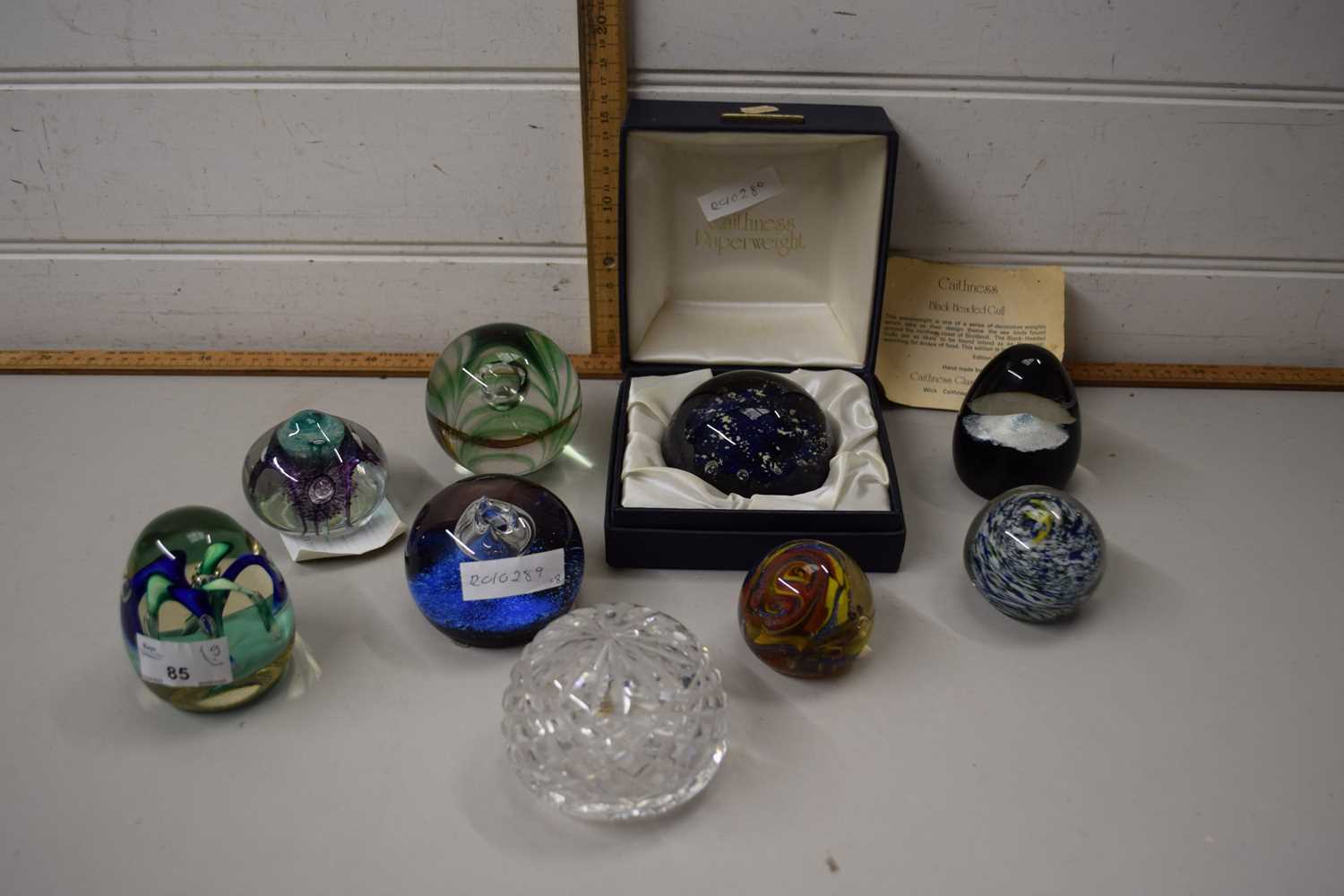 Lot 85 Eight Assorted Glass Paperweights To Include