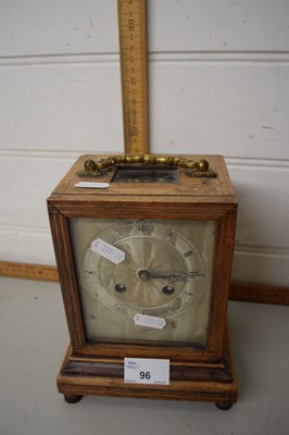 Lot 96 - Wooden mantel clock with metal dial (a/f)