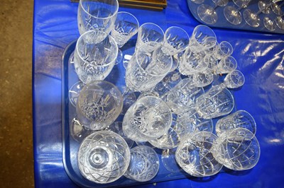 Lot 133 - Tray of cut glass wares, wine glasses,...