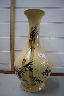 Lot 151 - Pottery vase, the buff body decorated with bamboo