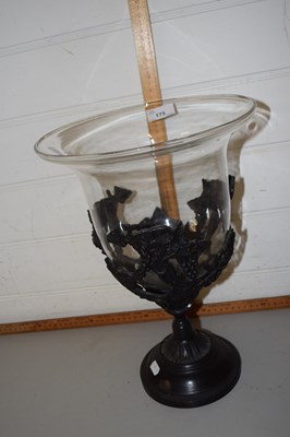 Lot 175 - Large glass bowl on metal mounts