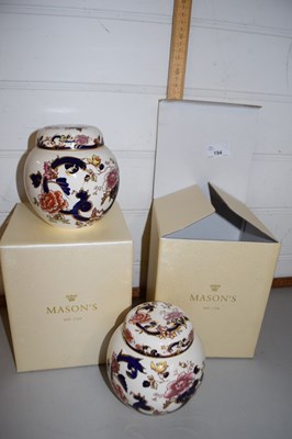 Lot 194 - Two Masons ginger jars and covers in the blue...