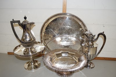 Lot 199 - Group of plated wares including hot water jugs,...