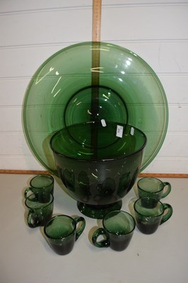 Lot 212 - Very large green glass centre piece with glass...