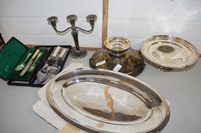 Lot 217 - Two silver plated dishes and other items