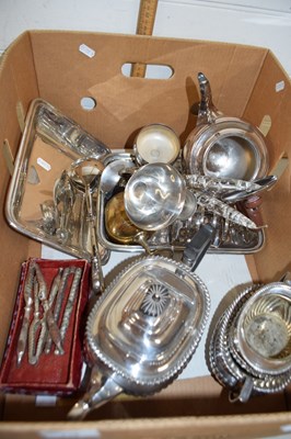 Lot 218 - Box containing a quantity of plated wares...