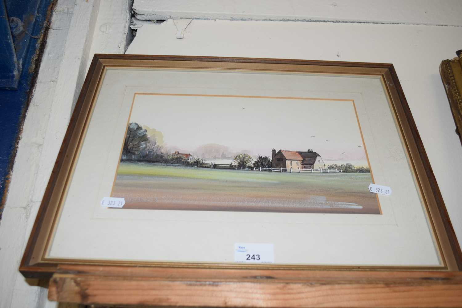 Lot 243 Watercolour of a farmhouse scene, signed