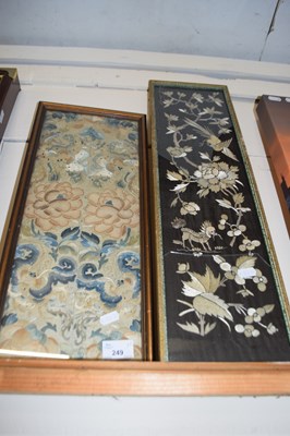 Lot 249 - Framed section of vintage embroidery together...