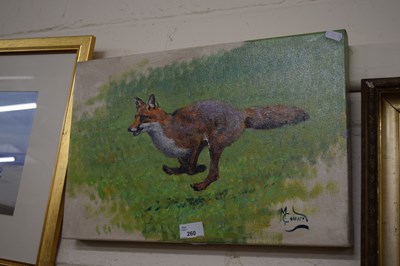 Lot 260 - Oil on canvas  picture of a fox, signed M Coward