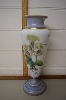 Lot 103 - Milk  glaze vase decorated with flowers