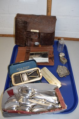 Lot 110 - Mixed Lot: Assorted flatware, shaving set,...