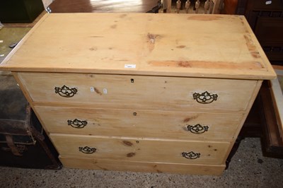 Lot 291 - Pine chest of three long drawers with brass...