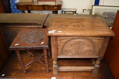 Lot 308 - Pine storage box/stool with hinged lid...