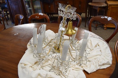 Lot 327 - Eight branch glass electric chandelier