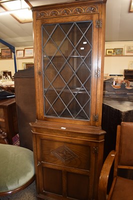 Lot 350 - Reproduction corner cupboard with lead glazed...