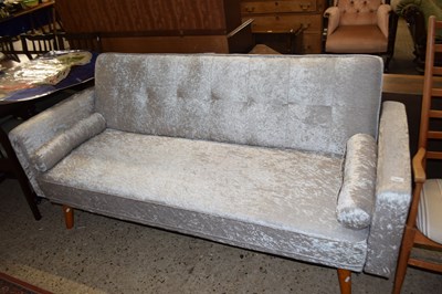 Lot 376 - Modern pale grey velvet upholstered Clik Clak...