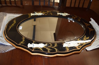 Lot 378 - Modern Chinoiserie style oval framed wall...