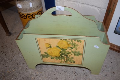 Lot 380 - Green painted magazine rack with picture of...