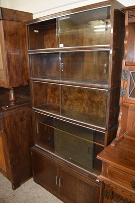 Lot 385 - Bookcase with three glazed upper sections, a...