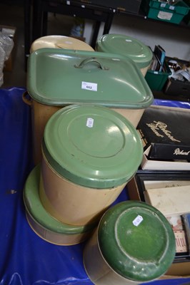 Lot 602 - Set of six vintage green and cream painted...