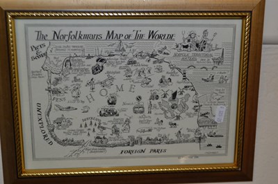 Lot 660 - The Norfolk Mans Map of the Worlde framed and...