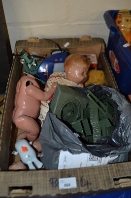 Lot 668 - Mixed Lot: Toy dolls, tank, microscope viewers...