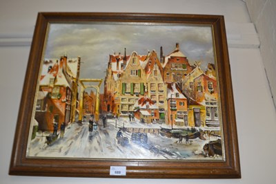 Lot 688 - Continental street scene, signed Pizeevaart,...