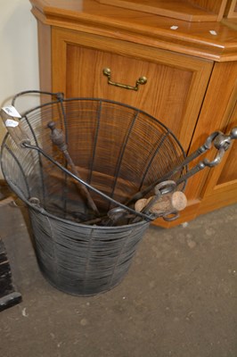 Lot 692 - Wire work basket and a quantity of assorted...