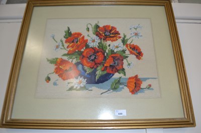 Lot 699 - Needlework picture of poppies, framed and glazed