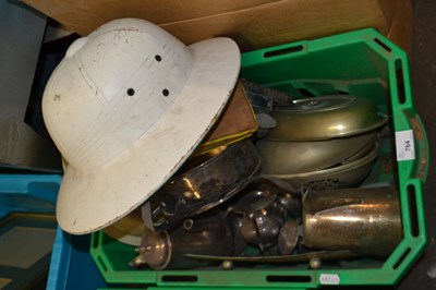 Lot 764 - Mixed Lot: Assorted metal wares, pith helmet...