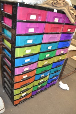 Lot 804 - Tall rainbow set of plasticdrawers, 125cm high